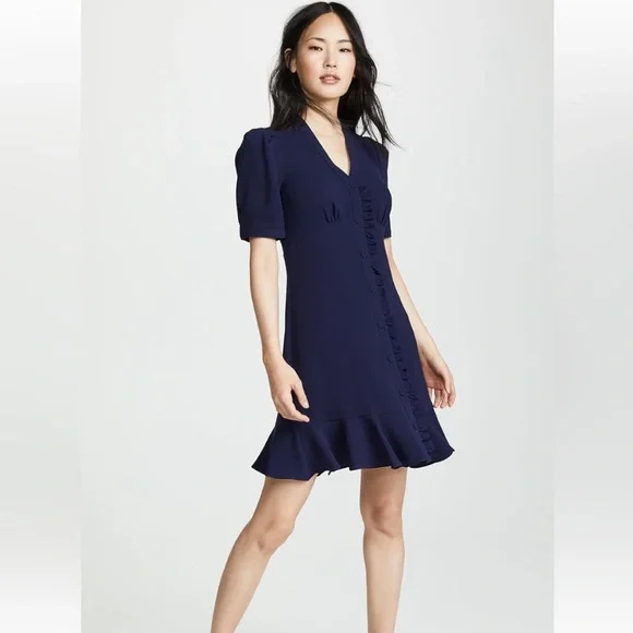 Shoshana Navy Ruffle Spiaggia Dress